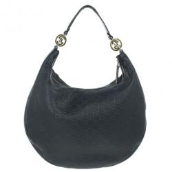 Pre Owned Gucci Guccissima Leather 'GG Twins' Medium Hobo