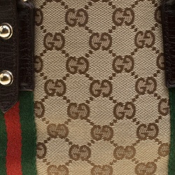مملوكة مسبقًا حقيبة يد غوتشي ويب جوليكور كانفاس GG بيج/بنية صغيرة