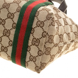 مملوكة مسبقًا حقيبة يد غوتشي ويب جوليكور كانفاس GG بيج/بنية صغيرة