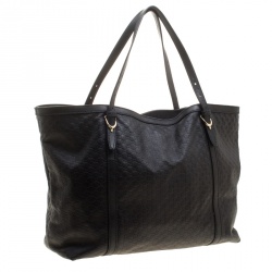 Pre Owned Gucci Black Microguccissima Leather Medium Nice Tote