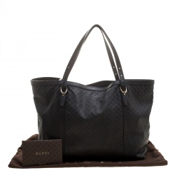 Pre Owned Gucci Black Microguccissima Leather Medium Nice Tote