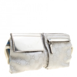Pre Owned Gucci Silver GG Canvas Waist Belt Bag