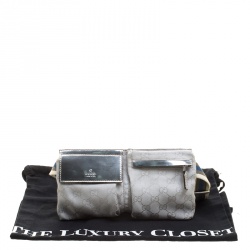 Pre Owned Gucci Silver GG Canvas Waist Belt Bag