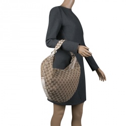 Pre Owned حقيبة غوتشي بيبا جلد وكانفاس GG بيج