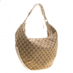 Pre Owned حقيبة غوتشي بيبا جلد وكانفاس GG بيج