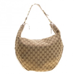 Pre Owned حقيبة غوتشي بيبا جلد وكانفاس GG بيج