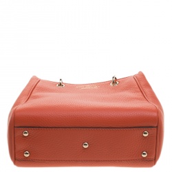 Pre Owned Gucci Orange Leather Bamboo Top Handle Shopper Tote