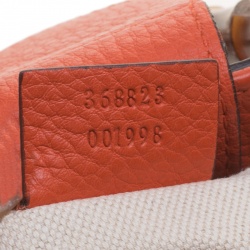 Pre Owned Gucci Orange Leather Bamboo Top Handle Shopper Tote