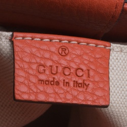Pre Owned Gucci Orange Leather Bamboo Top Handle Shopper Tote