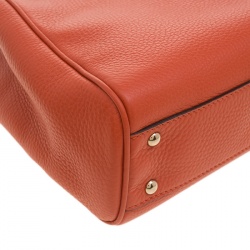 Pre Owned Gucci Orange Leather Bamboo Top Handle Shopper Tote