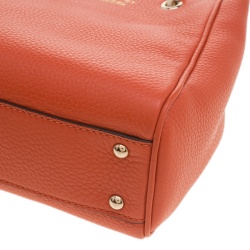 Pre Owned Gucci Orange Leather Bamboo Top Handle Shopper Tote