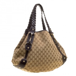 مملوكة مسبقًا Gucci Beige/Brown GG Canvas Medium Horsebit Pelham Shoulder Bag
