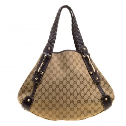 مملوكة مسبقًا Gucci Beige/Brown GG Canvas Medium Horsebit Pelham Shoulder Bag