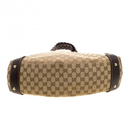 مملوكة مسبقًا Gucci Beige/Brown GG Canvas Medium Horsebit Pelham Shoulder Bag