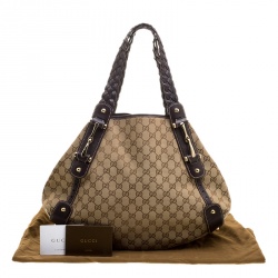 مملوكة مسبقًا Gucci Beige/Brown GG Canvas Medium Horsebit Pelham Shoulder Bag