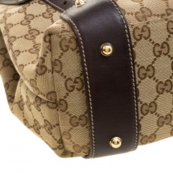 مملوكة مسبقًا Gucci Beige/Brown GG Canvas Medium Horsebit Pelham Shoulder Bag