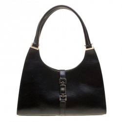 Pre Owned Gucci Black Leather Jackie O Tote