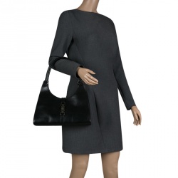 Pre Owned Gucci Black Leather Jackie O Tote