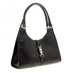 Pre Owned Gucci Black Leather Jackie O Tote