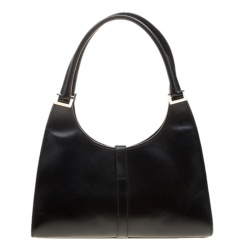 Pre Owned Gucci Black Leather Jackie O Tote