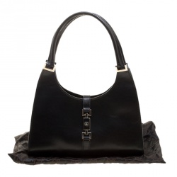 Pre Owned Gucci Black Leather Jackie O Tote