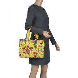 مملوكة مسبقًا Gucci Yellow Multicolor Flora Canvas Tote