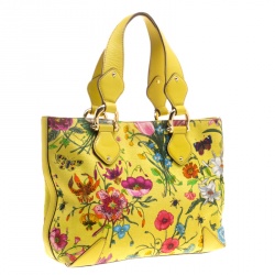مملوكة مسبقًا Gucci Yellow Multicolor Flora Canvas Tote