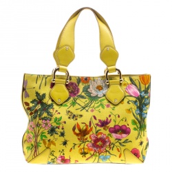 مملوكة مسبقًا Gucci Yellow Multicolor Flora Canvas Tote