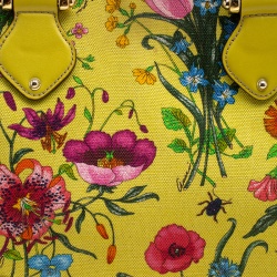 مملوكة مسبقًا Gucci Yellow Multicolor Flora Canvas Tote