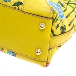 مملوكة مسبقًا Gucci Yellow Multicolor Flora Canvas Tote