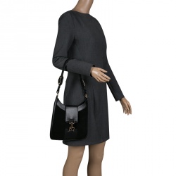 Pre Owned Gucci Black Suede And Leather Vintage Shoulder Bag