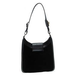 Pre Owned Gucci Black Suede And Leather Vintage Shoulder Bag