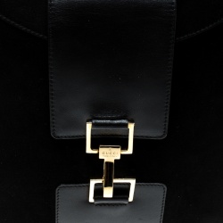 Pre Owned Gucci Black Suede And Leather Vintage Shoulder Bag
