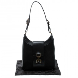 Pre Owned Gucci Black Suede And Leather Vintage Shoulder Bag