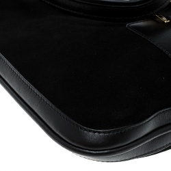 Pre Owned Gucci Black Suede And Leather Vintage Shoulder Bag