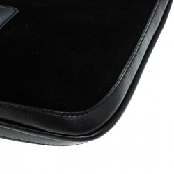 Pre Owned Gucci Black Suede And Leather Vintage Shoulder Bag