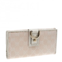 مملوكة مسبقًا Gucci Blush Pink/Off White GG Canvas Continental Wallet
