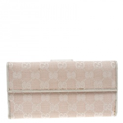 مملوكة مسبقًا Gucci Blush Pink/Off White GG Canvas Continental Wallet