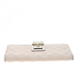 مملوكة مسبقًا Gucci Blush Pink/Off White GG Canvas Continental Wallet