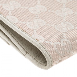 مملوكة مسبقًا Gucci Blush Pink/Off White GG Canvas Continental Wallet