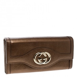 Gucci Brown Leather Interlocking GG Continental Wallet