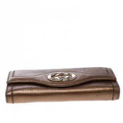 Gucci Brown Leather Interlocking GG Continental Wallet