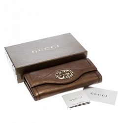 Gucci Brown Leather Interlocking GG Continental Wallet