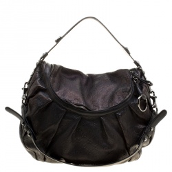 مملوكة مسبقًا Gucci Black/Bronze Guccissima Leather Icon Bit Shoulder Bag