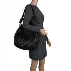 مملوكة مسبقًا Gucci Black/Bronze Guccissima Leather Icon Bit Shoulder Bag