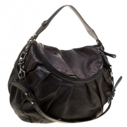 مملوكة مسبقًا Gucci Black/Bronze Guccissima Leather Icon Bit Shoulder Bag