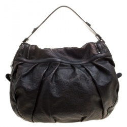 مملوكة مسبقًا Gucci Black/Bronze Guccissima Leather Icon Bit Shoulder Bag