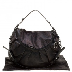 مملوكة مسبقًا Gucci Black/Bronze Guccissima Leather Icon Bit Shoulder Bag