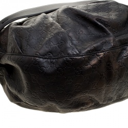 مملوك ة مسبقًا Gucci Black/Bronze Guccissima Leather Icon Bit Shoulder Bag