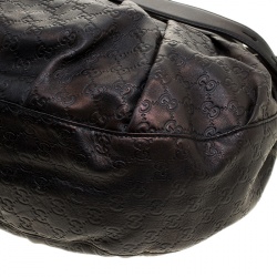 مملوكة مسبقًا Gucci Black/Bronze Guccissima Leather Icon Bit Shoulder Bag